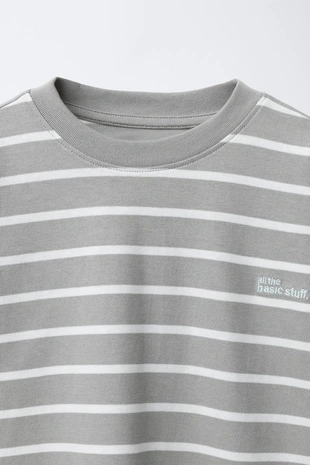 Grey / Beige | 0722/615/814 - Zara Футболка HEAVY WEIGHT в полоску