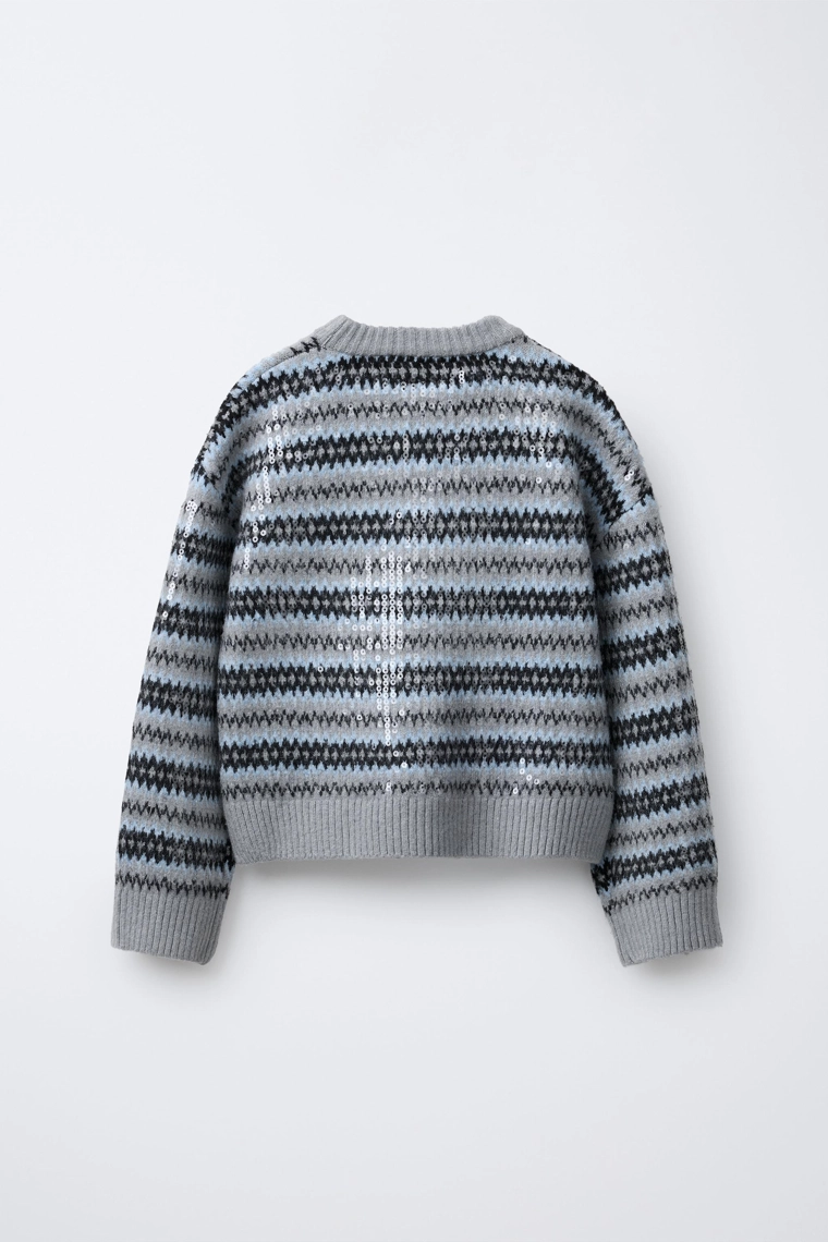 Джемпер с жаккардовой отделкой и пайетками