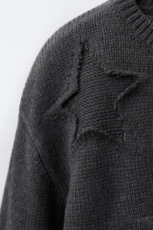 Anthracite grey | 5536/721/807 - Zara Вязаный джемпер в звезды