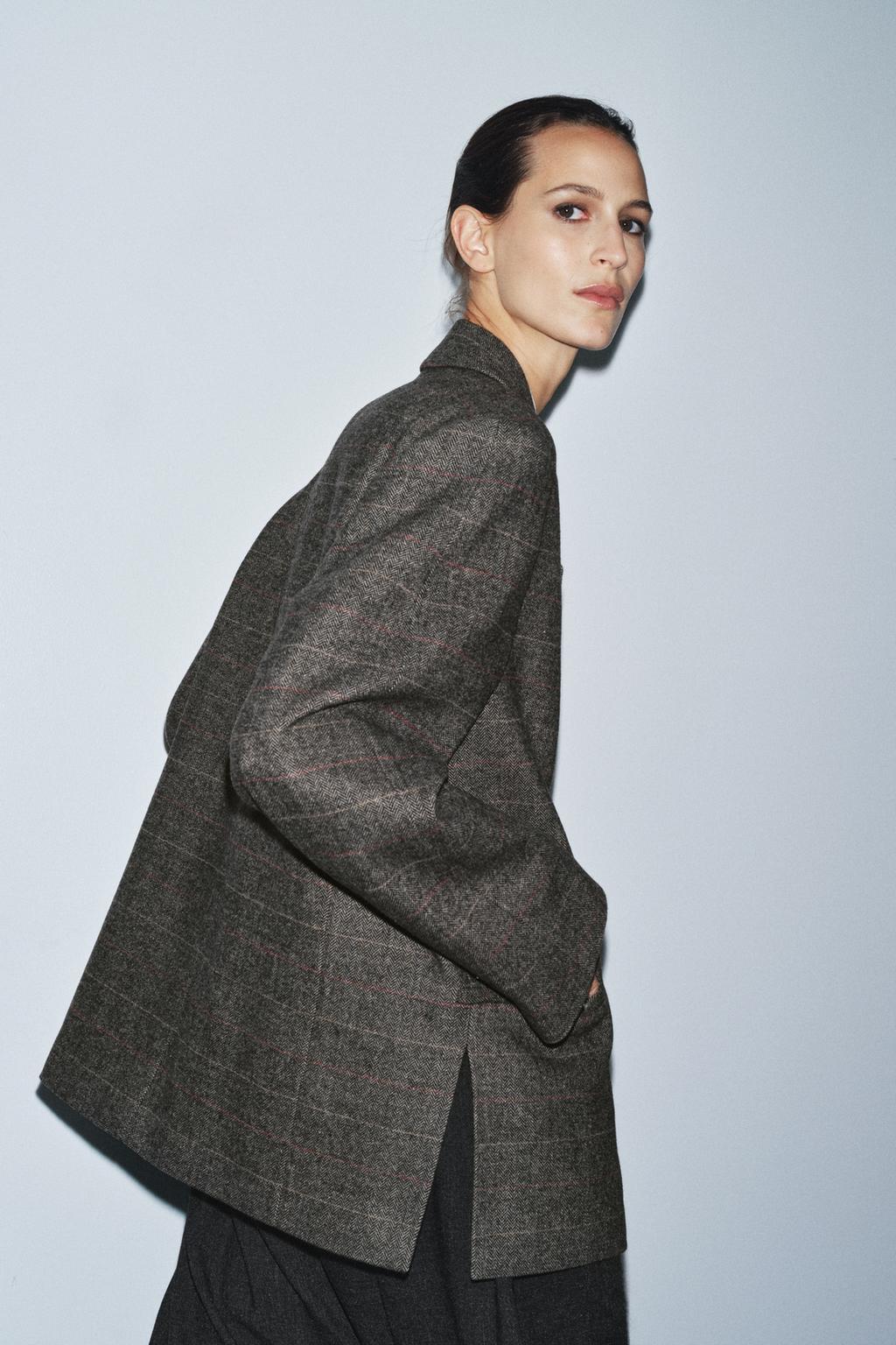 БЛЕЙЗЕР ОВЕРСАЙЗ В КЛЕТКУ ИЗ СМЕСОВОЙ ШЕРСТИ — ZW COLLECTION