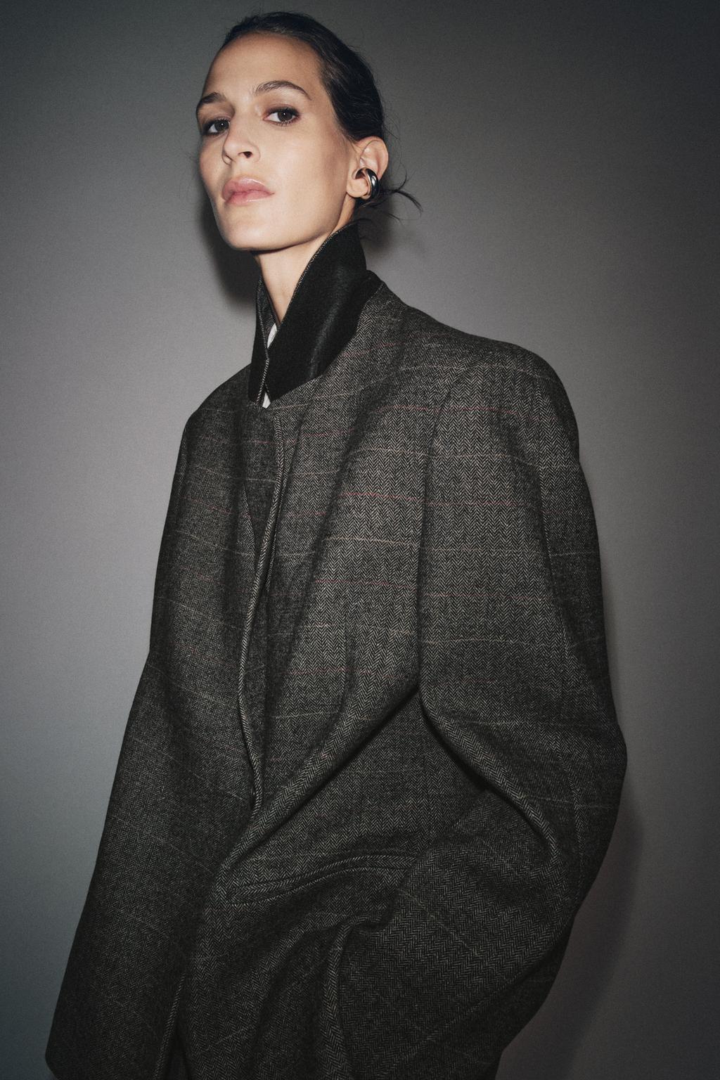 БЛЕЙЗЕР ОВЕРСАЙЗ В КЛЕТКУ ИЗ СМЕСОВОЙ ШЕРСТИ — ZW COLLECTION