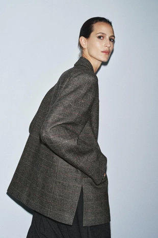 Блейзер оверсайз в клетку из смесовой шерсти — ZW COLLECTION- Заказать в России