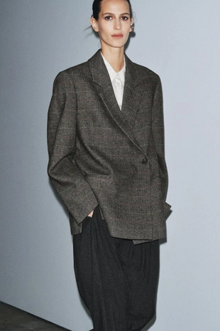 Блейзер оверсайз в клетку из смесовой шерсти — ZW COLLECTION- Заказать в России