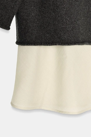 Свитер из шерсти с атласными деталями- Заказать в России