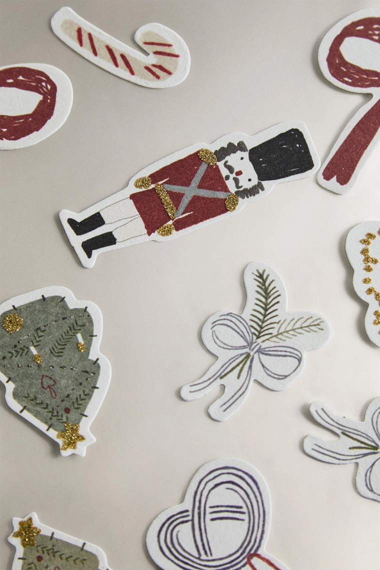 Детский металлический набор наклеек на рождество