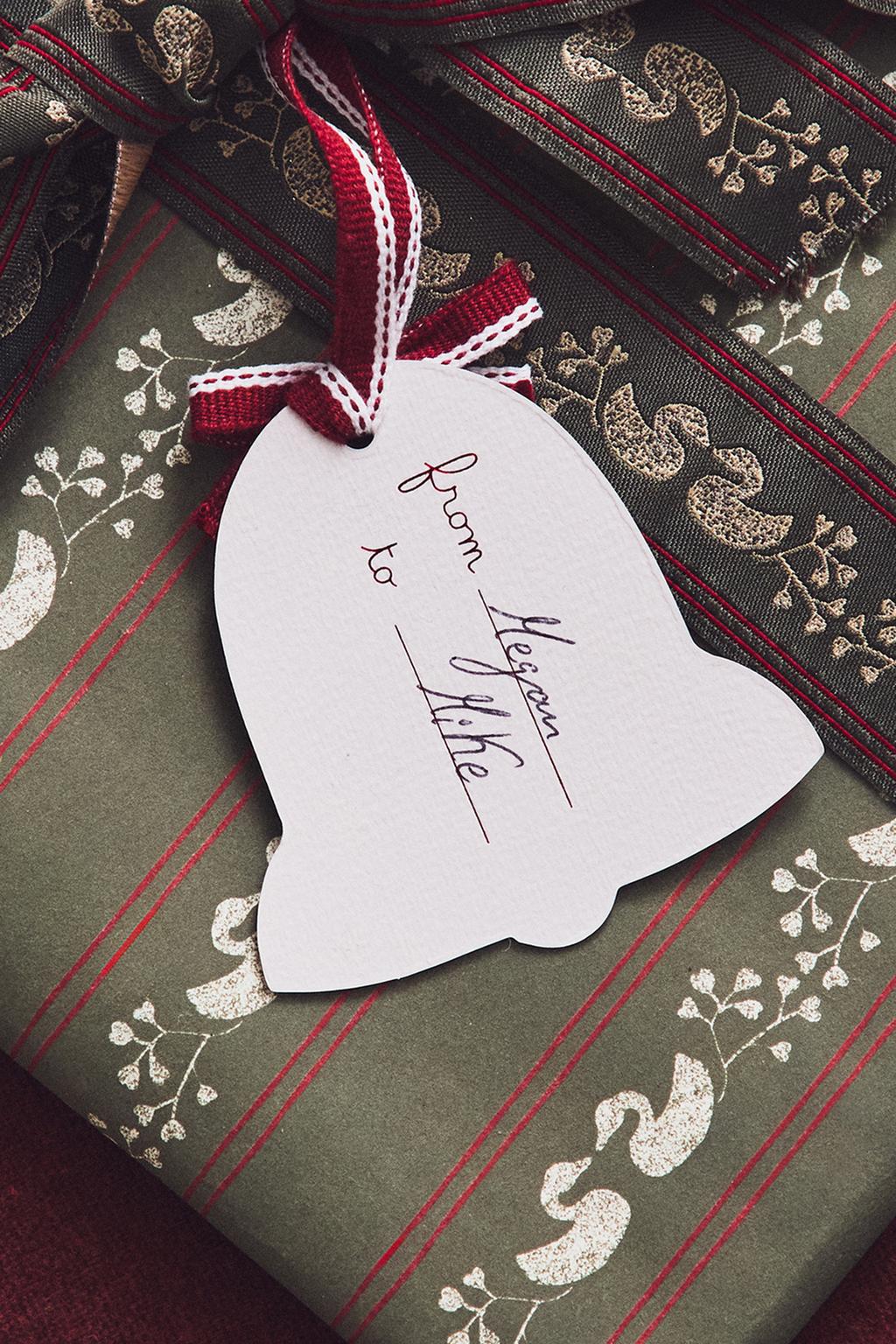 Набор бирок для подарков в форме колокольчиков на рождество (набор из 12 штук)