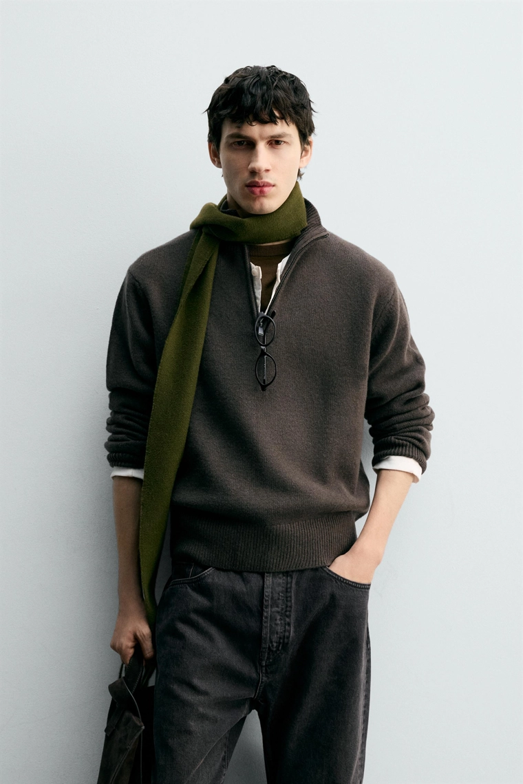 Джемпер на молнии из 100% шерсти