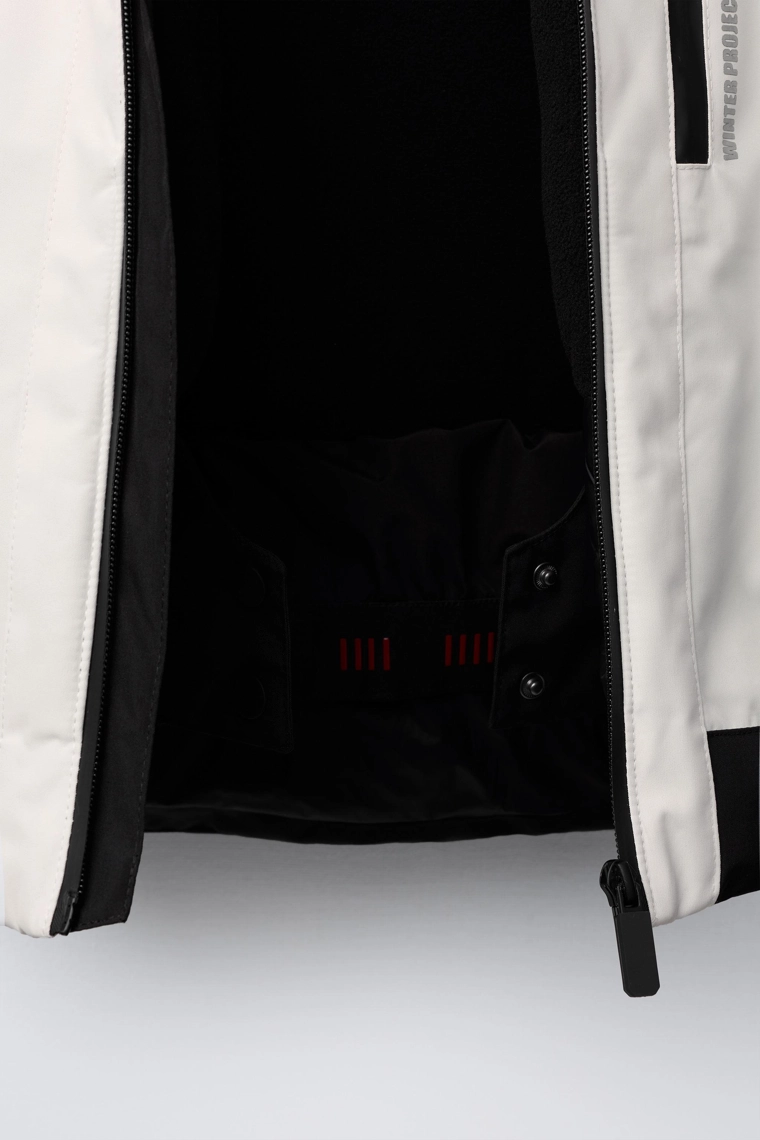 Пуховик с цветными блоками, защищающий от воды и ветра