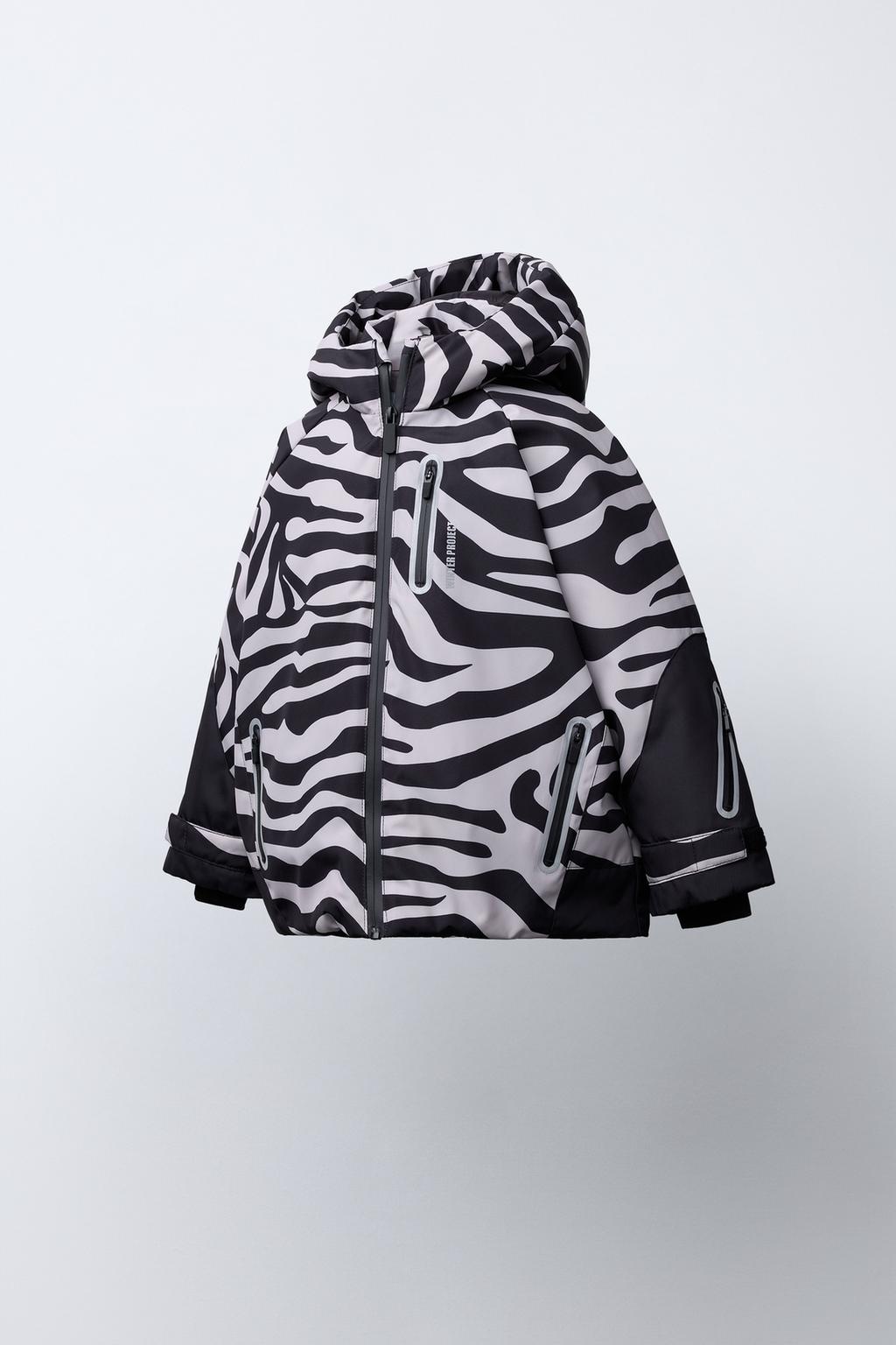 ВОДОНЕПРОНИЦАЕМАЯ И ВЕТРОЗАЩИТНАЯ ЛЫЖНАЯ КУРТКА С ПРИНТОМ ЗЕБРЫ