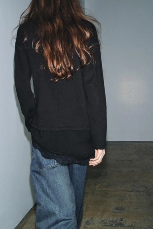 Топ комбинированный с кружевом- Заказать в России