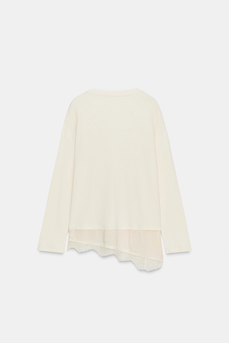 Футболка с контрастным кружевом