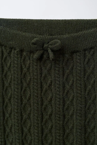 Dark green | 5536/430/529 - Zara Трикотажные легинсы с косами