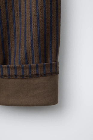 Брюки BAGGY в полоску из рельефной ткани- Заказать в России