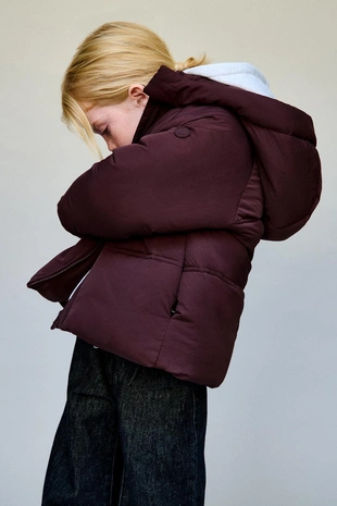 Купить Zara Стеганое пальто с капюшоном WATER REPELLENT