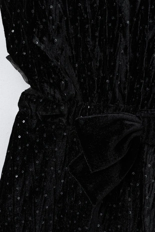 Длинный бархатный комбинезон с блёстками- Заказать в России