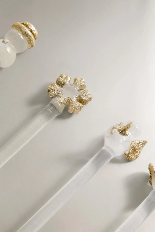 Набор блестящих стеклянных десертных ложек на рождественскую тематику (набор из 6)- Заказать в России