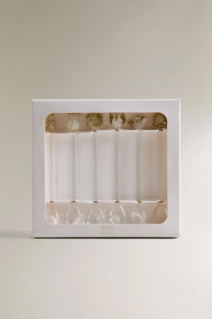 Набор блестящих стеклянных десертных ложек на рождественскую тематику (набор из 6)- Заказать в России