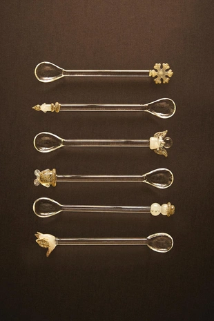 Набор блестящих стеклянных десертных ложек на рождественскую тематику (набор из 6)- Заказать в России