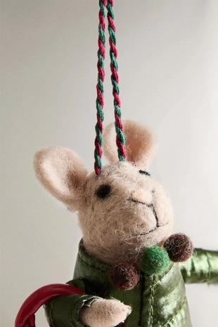 Рождественская елочная игрушка из шерсти мышонок с сумочкой- Заказать в России