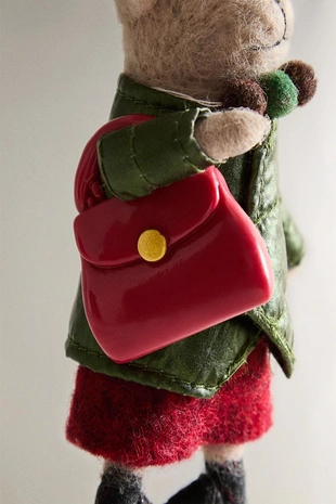 Рождественская елочная игрушка из шерсти мышонок с сумочкой- Заказать в России