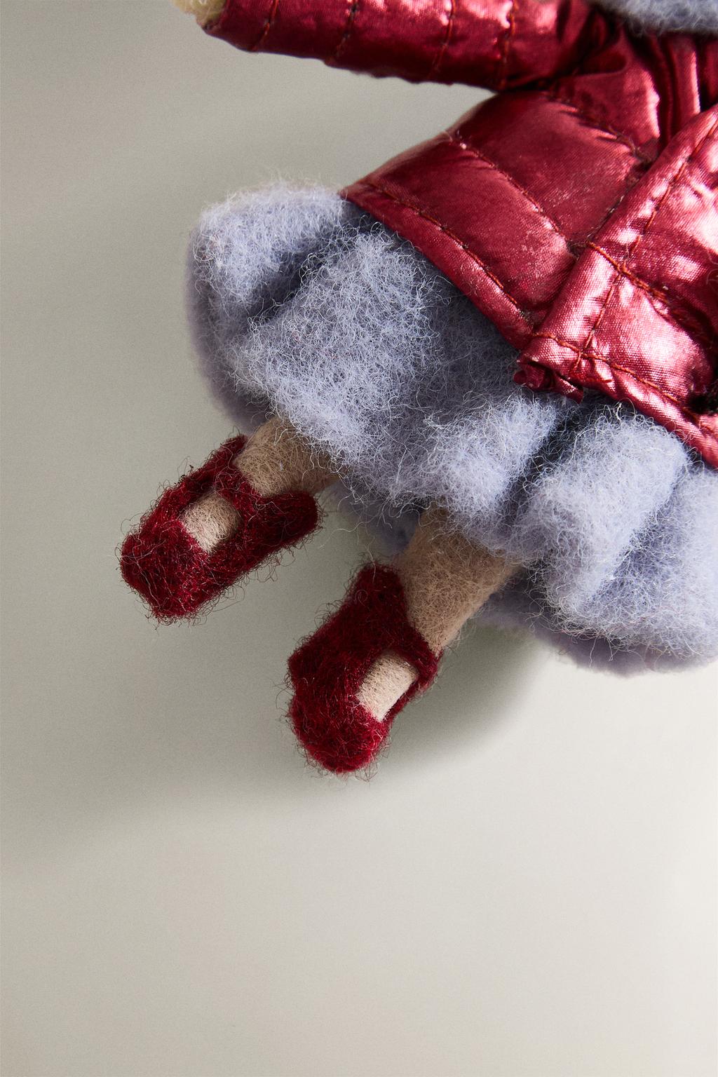 Елочное украшение из шерсти мышка с воздушными шариками