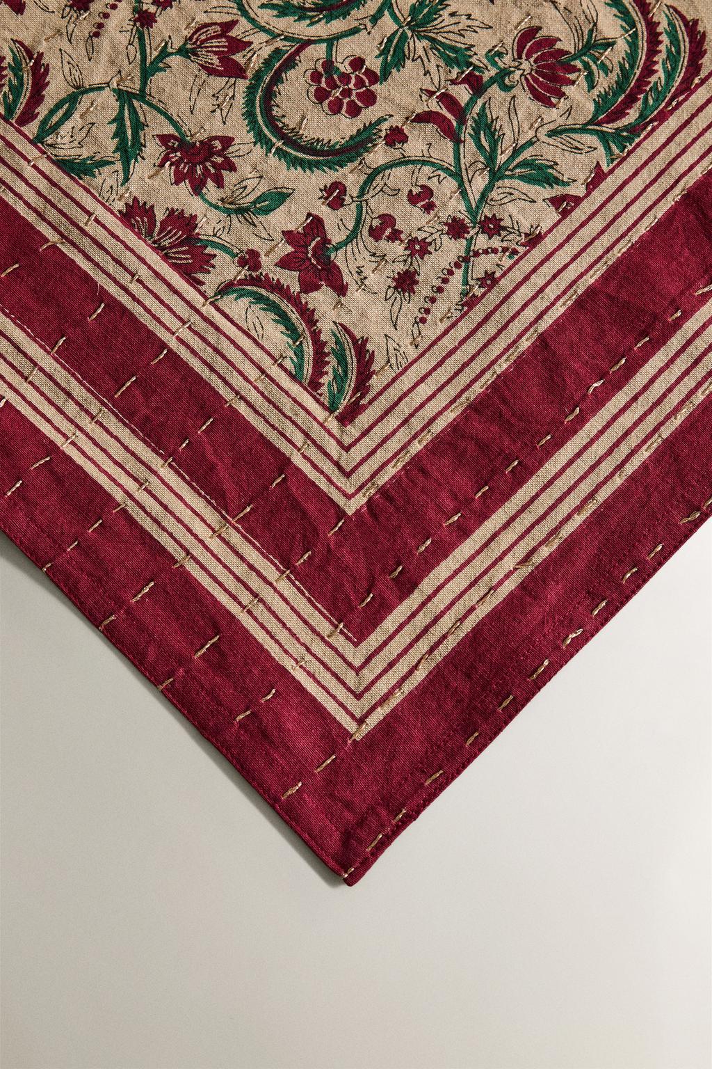 Хлопковое рождественское скатерть с рамочным цветочным принтом