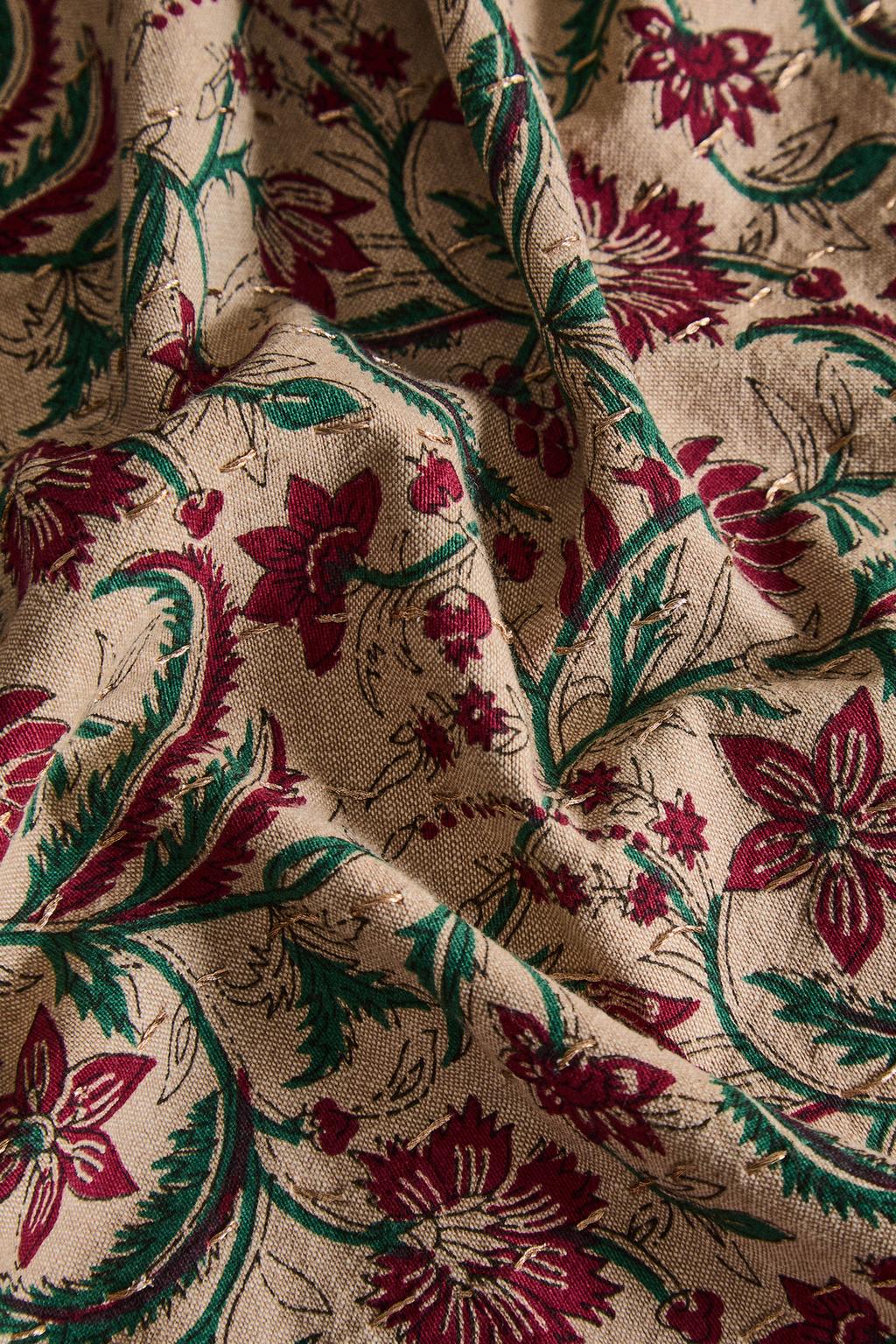 Хлопковое рождественское скатерть с рамочным цветочным принтом