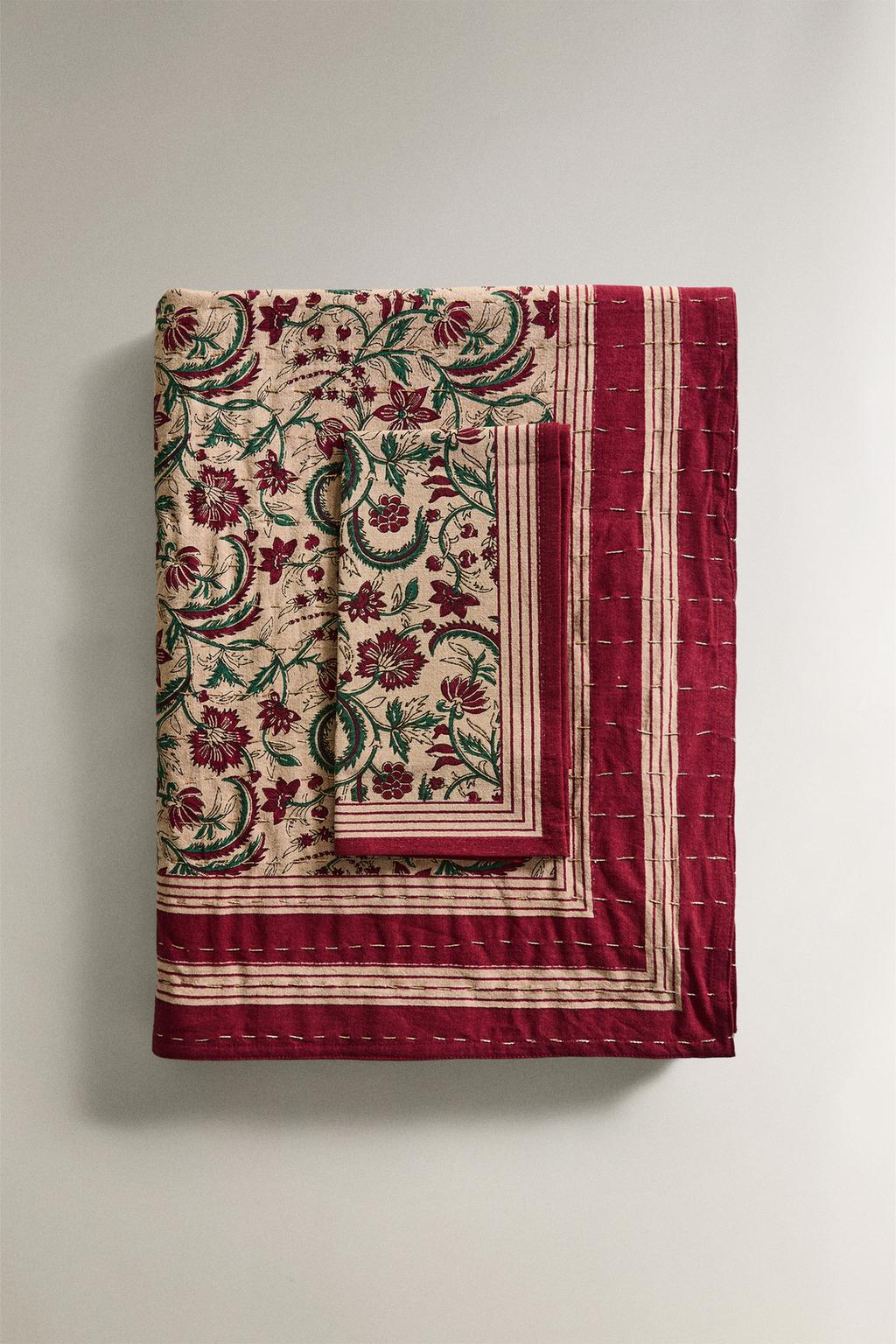 Хлопковое рождественское скатерть с рамочным цветочным принтом