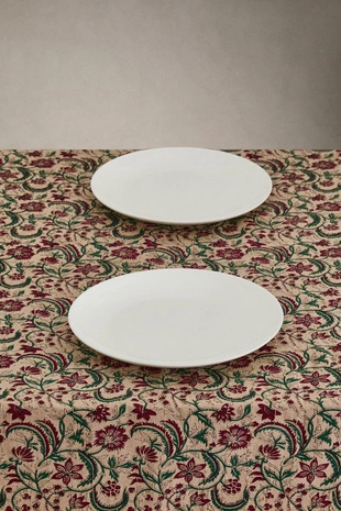 Хлопковое рождественское скатерть с рамочным цветочным принтом- Заказать в России