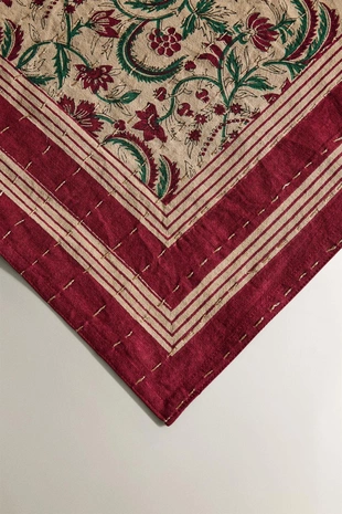 Хлопковое рождественское скатерть с рамочным цветочным принтом- Заказать в России