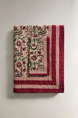 Хлопковое рождественское скатерть с рамочным цветочным принтом- Заказать в России