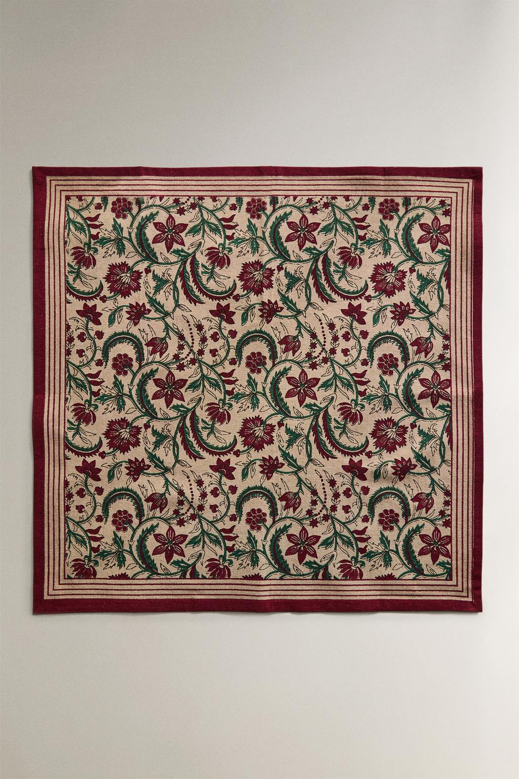 Набор рамочных хлопковых рождественских салфеток с цветочным узором (набор из 2)