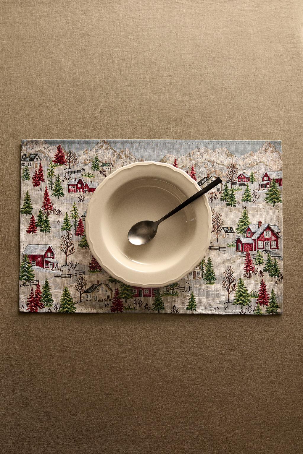 Снежный рождественский жаккардовый сервировочный салфетка