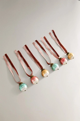 Набор мини-шаров ретро-дизайна для украшения ёлки (набор из 6 штук)- Заказать в России