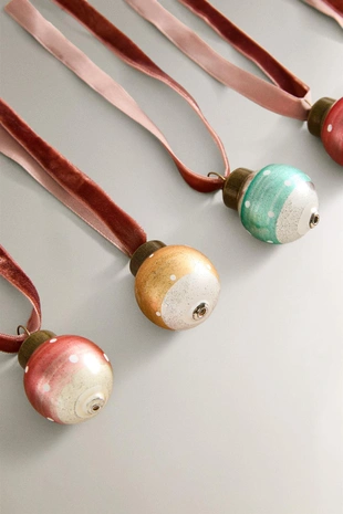 Набор мини-шаров ретро-дизайна для украшения ёлки (набор из 6 штук)- Заказать в России