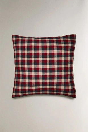Рождественская наволочка из хлопкового фланелевого пледа в клетку- Заказать в России