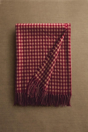 Плед с бахромой в клетку- Заказать в России