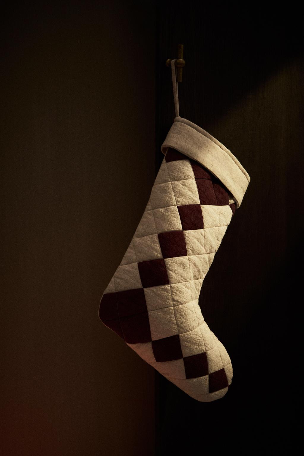 Новогодний декоративный чулок с пэчворком