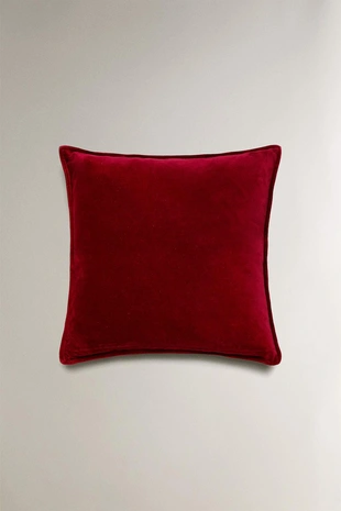 Вельветовая рождественская наволочка с деталями на краю- Заказать в России