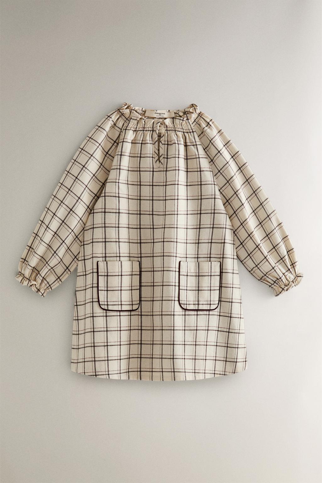 Детское хлопковое ночное платье в клетку на рождество