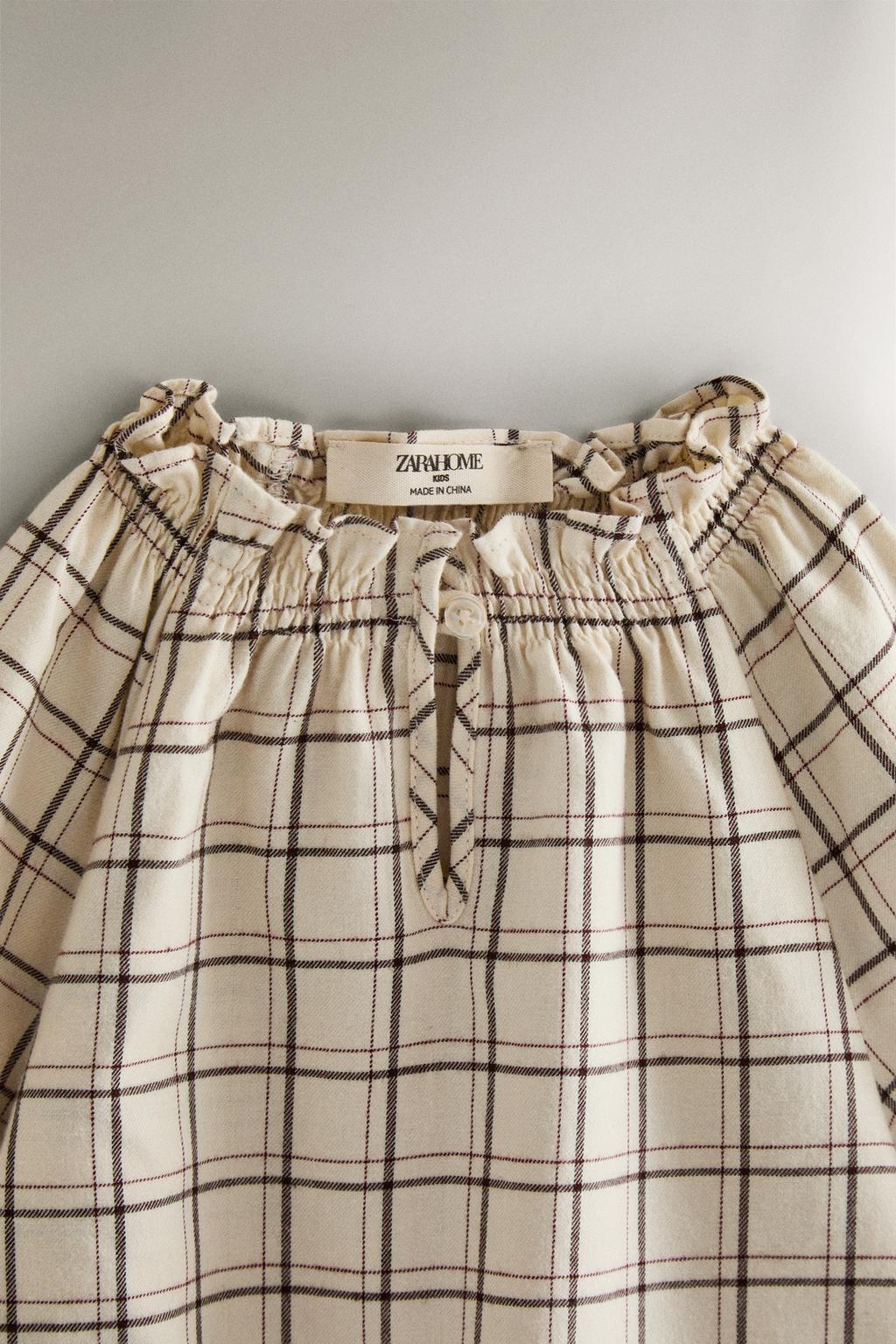 Детское хлопковое ночное платье в клетку на рождество