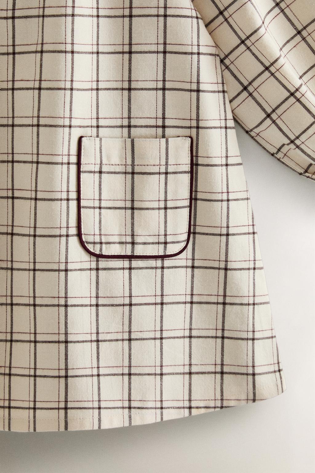 Детское хлопковое ночное платье в клетку на рождество