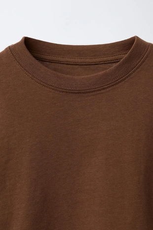 Brown | 1887/585/700 - Zara Базовая футболка MEDIUM WEIGHT