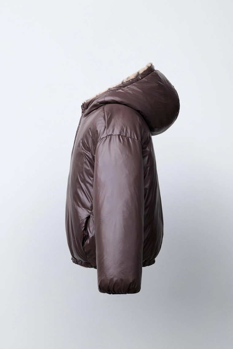 Обратимая куртка из искусственного меха с животным принтом