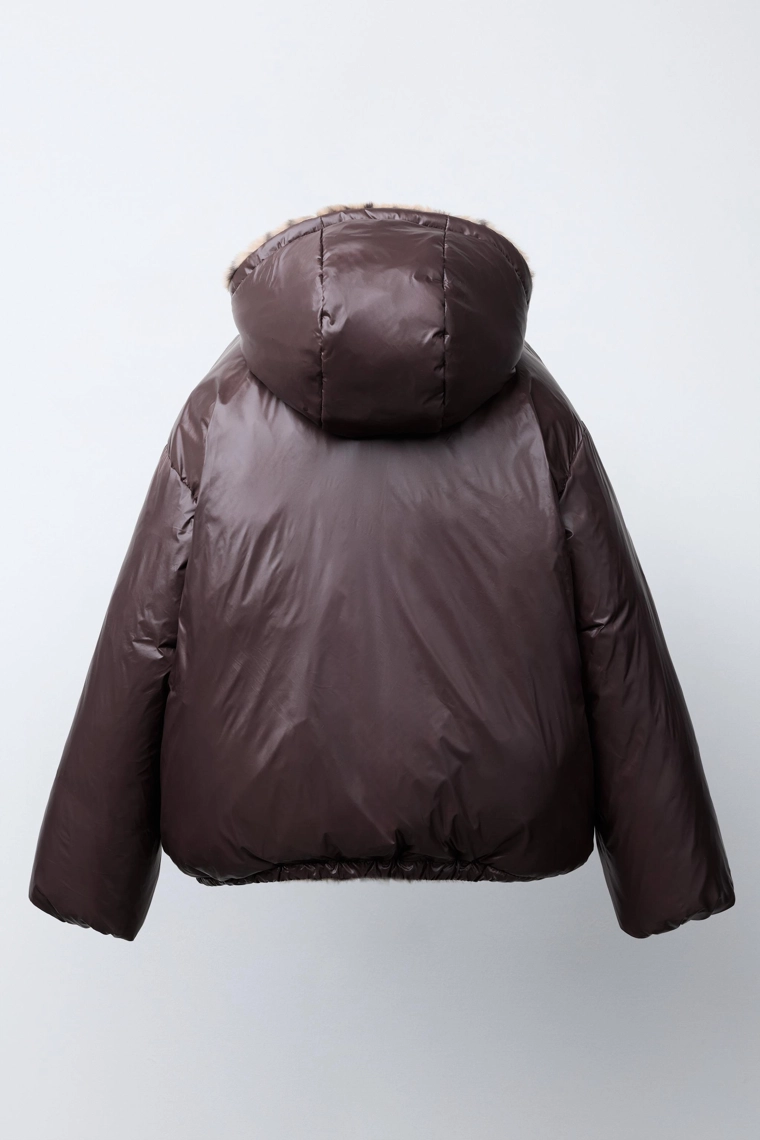 Обратимая куртка из искусственного меха с животным принтом