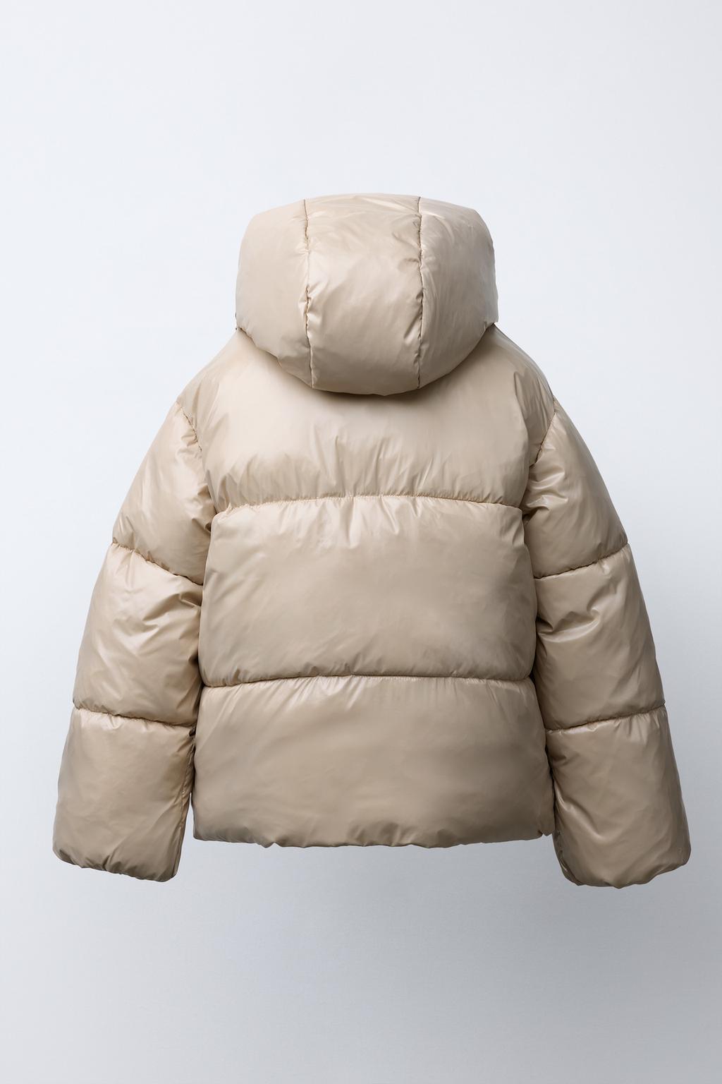 SHINY PUFFER JACKET WITH FAUX FUR LINING