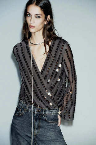 Боди с пайетками- Заказать в России