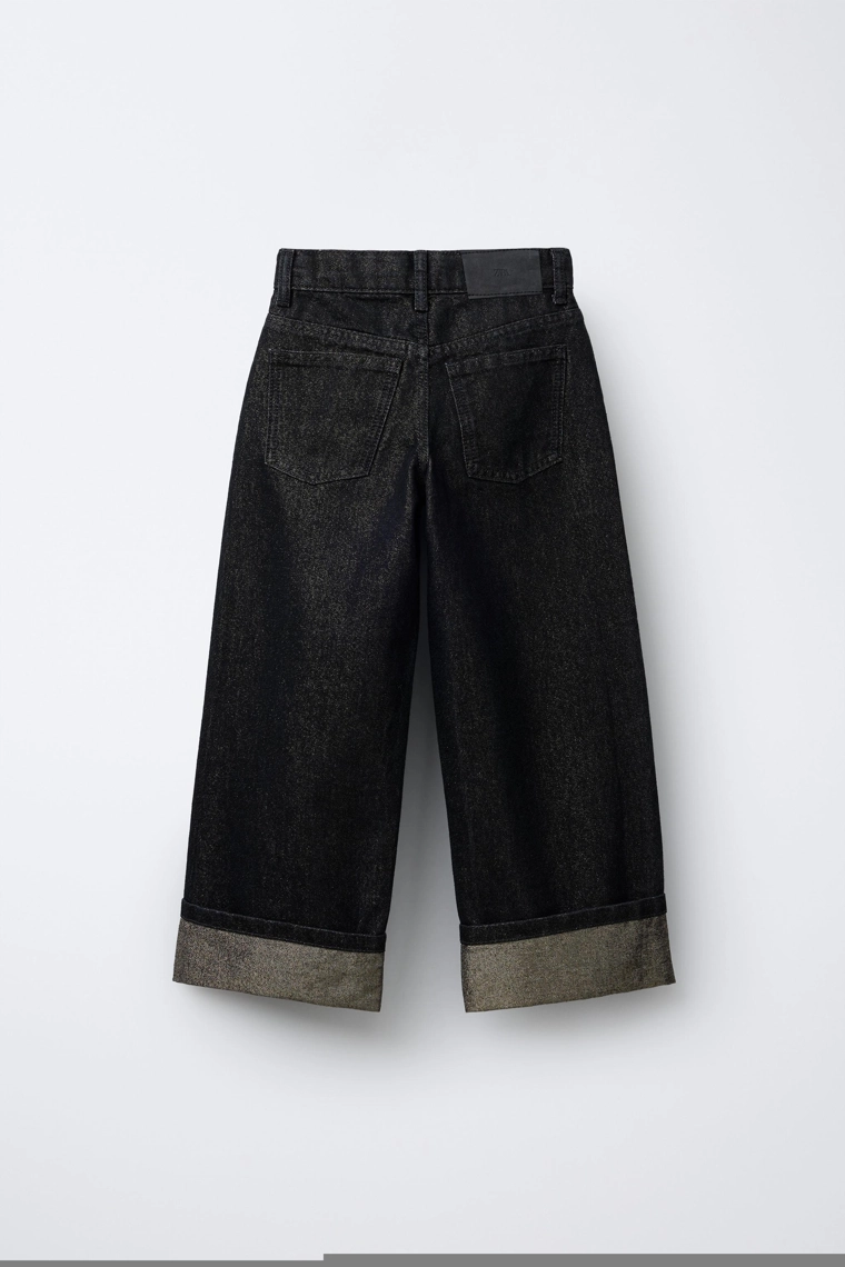 Джинсы широкие со стразами