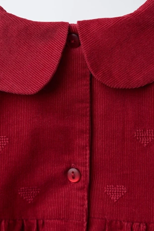 Платье и трусики из вельвета с вышитыми сердечками- Заказать в России