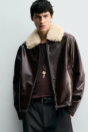 Куртка из винила с комбинированной отделкой- Заказать в России